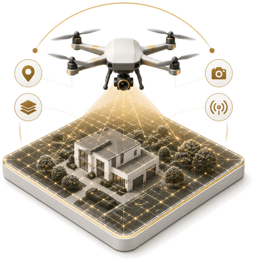 Step 2, Dundii Mapping: an autonomous drone scanning a property